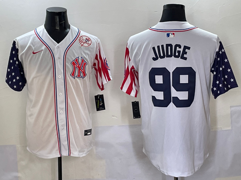 Men 2025 MLB New York Yankees 99 Judge white jersey style 3